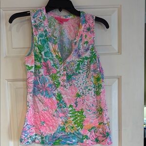 Lilly Pulitzer Pink and Green Graphic Tank Top